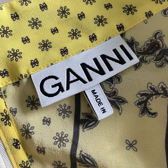 Ganni Silk Mix Maxi Skirt in Minion Yellow ASO Emily in Paris - Picture 10 of 11